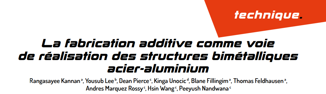 La fabrication additive comme voie de réalisation des structures bimétalliques  acier-aluminium